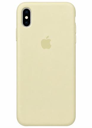 Чехол силиконовый silicone case full size для iphone xs max с микрофиброй внутри желтый mellow yellow mc-10461