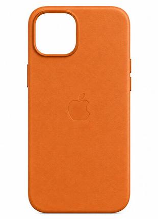 Чохол leather case з magsafe для iphone 15 захисний з мікрофіброю всередині жовтогарячий mc-11141