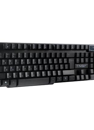 Клавиатура twolf t20 мембранная с rgb подсветкой защитный корпус abs для игр и работы черный