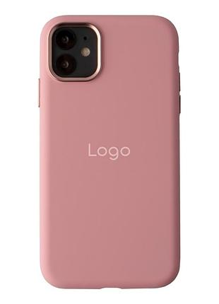 Чехол силиконовый silicone case metal buttons для iphone 11 с микрофиброй внутри защитный розовый пудровый mc-11693