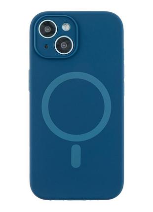 Чехол силиконовый glow silicone case с magsafe для iphone 15 защита камеры dark blue mc-11757