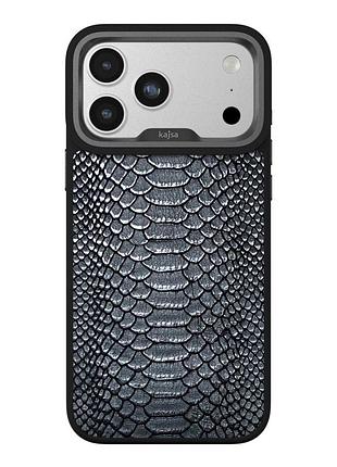 Чохол kajsa glamorous collection snake pattern з magsafe для iphone 17 pro max tpu чорний o-ring mc-12390