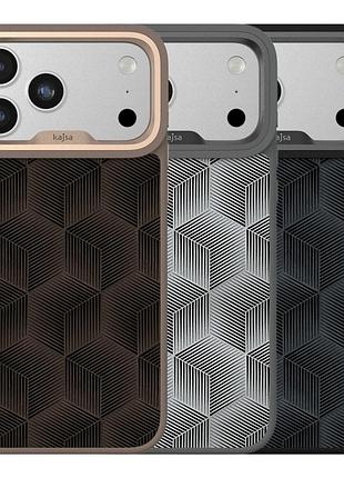 Чехол kajsa splendid collection 3d cube pattern с magsafe для iphone 17 pro защитный tpu desert gold o-ring mc-12405 8