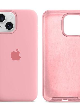 Чохол силіконовий silicone case full size для iphone 15 plus з мікрофіброю всередині захист від ударів рожевий mc-10877