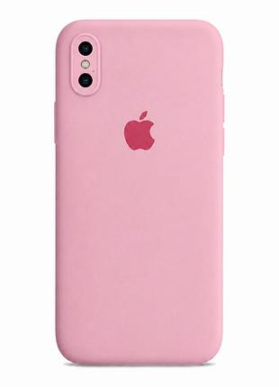 Чохол силіконовий square full camera для iphone x xs з мікрофіброю всередині захисний рожевий light pink mc-10980