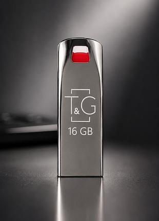 Usb флешка t&g 16gb хромированный металл для хранения документов с петлей в стальном цвете