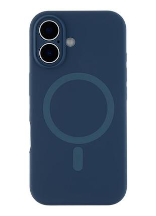 Чехол силиконовый glow silicone case с magsafe для iphone 16 защита камеры темно-синий mc-11737