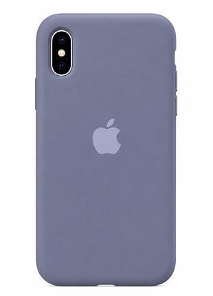 Чехол силиконовый silicone case full size для iphone x xs с микрофиброй внутри защитный серый lavender grey mc-10487