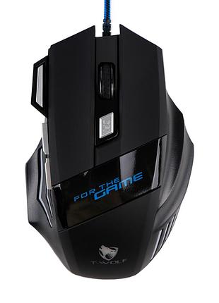 Игровая мышь twolf m1 с rgb подсветкой 2400 dpi для пк эргономичная с кабелем 1.4 метра черная