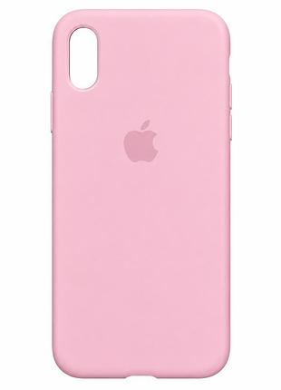 Чохол силіконовий silicone case full size для iphone xs max з мікрофіброю всередині рожевий mc-10428