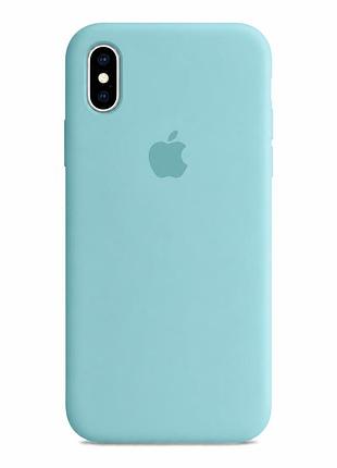 Чехол силиконовый silicone case full size для iphone xs max максимальная защита с микрофиброй light cyan mc-10536