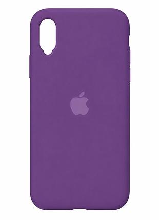 Чохол силіконовий silicone case full size для iphone xr з мікрофіброю всередині захисний пурпуровий 43.grape mc-10435