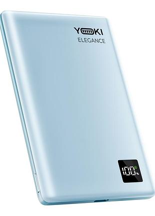 Power bank yoki elegance 15w 5000 mah с беспроводной зарядкой и led-дисплеем синий
