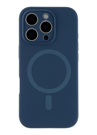 Чехол glow silicone case с magsafe для iphone 16 pro мягкий силикон противоударный защита камеры темно-синий mc-11742