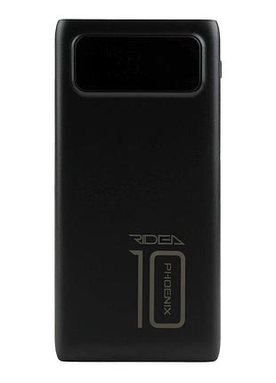 Power bank ridea rp-d10l phoenix10 10000mah с led дисплеем и фонариком черный