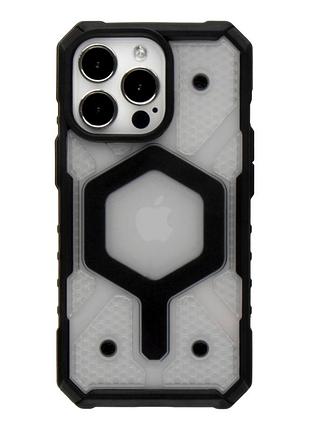 Чохол armorhex magnetic case tpu+pc для iphone 13 pro max протиударний з magsafe прозорий чорний mc-11854