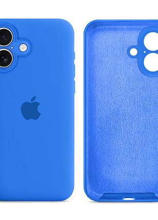 Чохол силіконовий silicone case full size для iphone 16 з мікрофіброю всередині захист від пошкоджень royal blue mc-11997