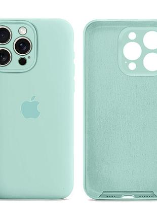 Чохол силіконовий silicone case full size з мікрофіброю для iphone 14 pro max захисний 21.sea blue mc-11965