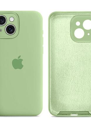 Чохол силіконовий silicone case full size з мікрофіброю для iphone 14 захист від пошкоджень mint mc-11022