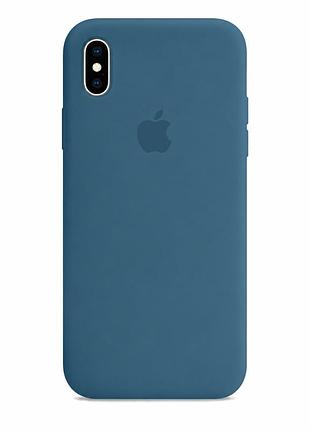 Чехол силиконовый silicone case full size для iphone xs max с микрофиброй внутри противоударный 80.far peak blue mc-11407