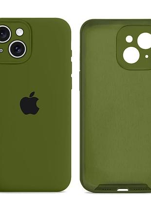 Чохол силіконовий silicone case full size з рамкою для iphone 15 plus захист від пошкоджень army green mc-11219