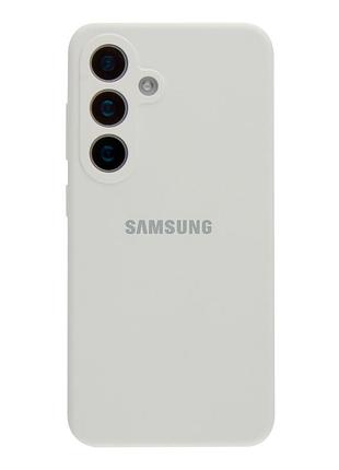 Чохол liquid silicone full camera для samsung galaxy s25 5g з мікрофіброю захист камери білий 09 white mc-11823
