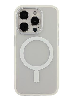 Чохол tpu+pc goldencis matte з magsafe для iphone 15 pro захист камери білий mc-12161