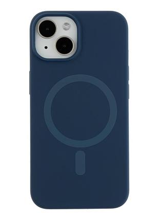 Чехол силиконовый glow silicone case с magsafe для iphone 14 надежная защита с микрофиброй внутри темно-синий mc-11722