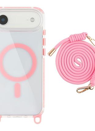 Чохол tpu+pc lanyardcase з magsafe для iphone 17 air рожевий протиударний із захистом камери pink mc-12237