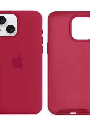 Чохол силіконовий silicone case full size для iphone 15 plus з мікрофіброю всередині захист від ударів 37.rose red mc-10872