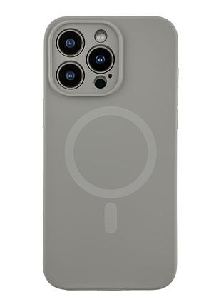 Чехол силиконовый glow silicone case с magsafe для iphone 15 pro max защита камеры серый titanium grey mc-12183