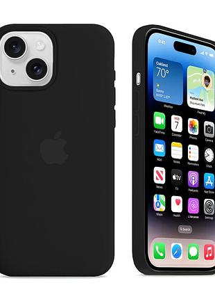 Чехол силиконовый silicone case с magsafe для iphone 15 plus противоударный с микрофиброй внутри черный mc-11204
