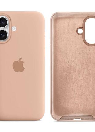 Чехол силиконовый silicone case full size для iphone 16 plus противоударный с микрофиброй внутри 19.pink sand mc-11445