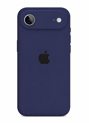 Чехол силиконовый silicone case full size с микрофиброй для iphone 17 air защитный с рамкой темно-синий mc-12129
