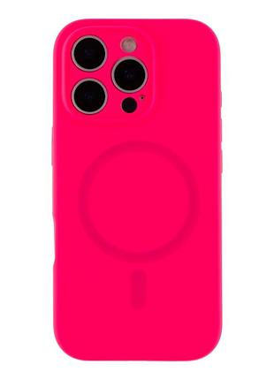 Чехол силиконовый glow silicone case с magsafe для iphone 16 pro max защита камеры матовая поверхность hot pink mc-11750