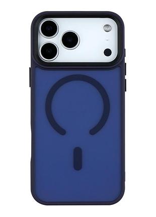 Чехол tpu+pc shadowmat с magsafe для iphone 17 pro max противоударный темно-синий mc-12221