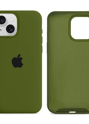 Чехол silicone case full size для iphone 15 plus противоударный с микрофиброй внутри 45.army green mc-10865