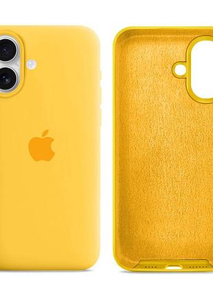 Чехол silicone case full size для iphone 16 защитный с микрофиброй внутри желтый mc-11968