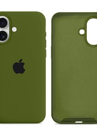 Чехол силиконовый silicone case full size для iphone 16 защита от ударов с микрофиброй внутри army green mc-11499