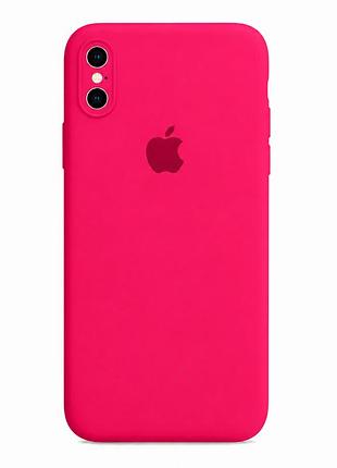 Чехол силиконовый silicone case full size с микрофиброй для iphone x xs защита от повреждений 38.shiny pink mc-11609