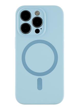 Чехол силиконовый glow silicone case с magsafe для iphone 14 pro защита камеры синего цвета blue mc-11779