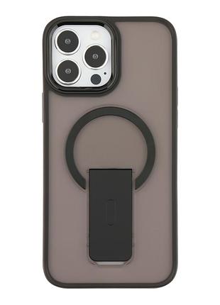 Чехол tpu+pc flexguard magnetic ring stand для iphone 13 pro max с защитой камеры и складной подставкой черный mc-11865