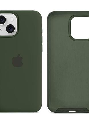 Чохол силіконовий silicone case full size для iphone 15 plus з мікрофіброю всередині захист від потертостей 71.cyprus green