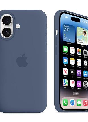 Чохол силіконовий silicone case з magsafe для iphone 16 з мікрофіброю всередині колір denim mc-11672