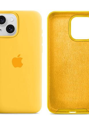 Чехол силиконовый silicone case full size для iphone 15 plus с защитой от царапин и микрофиброй внутри жёлтый mc-11974