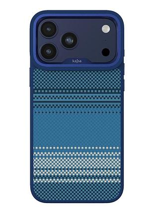 Чехол kajsa resort collection gradient stripe с magsafe для iphone 17 pro max защита от падений с текстурой blue plus o-ring