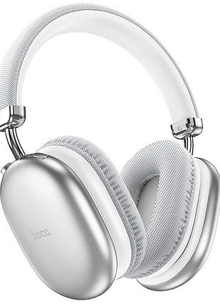 Блютуз стерео гарнитура hoco w35 max стальной с защитой от влаги и микрофоном silver