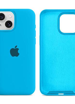 Чехол силиконовый silicone case full size для iphone 14 защита от потертостей и ударов с микрофиброй внутри blue mc-10767
