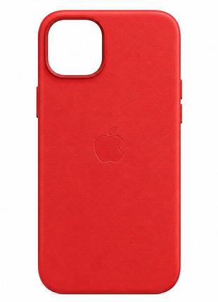 Чохол leather case з magsafe для iphone 14 захисний із натуральної шкіри червоний mc-11168