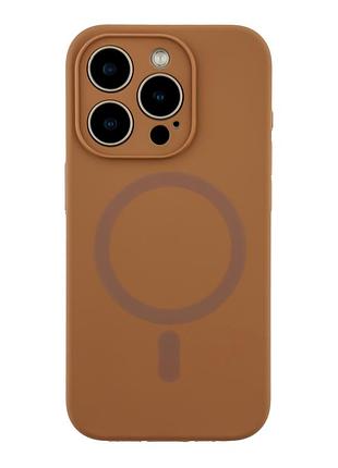 Чохол силіконовий glow silicone case з magsafe для iphone 15 pro захист камери new brown mc-12178